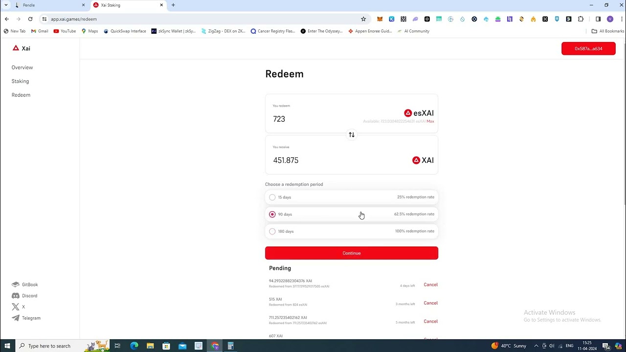 How to fix $xai redeem error.