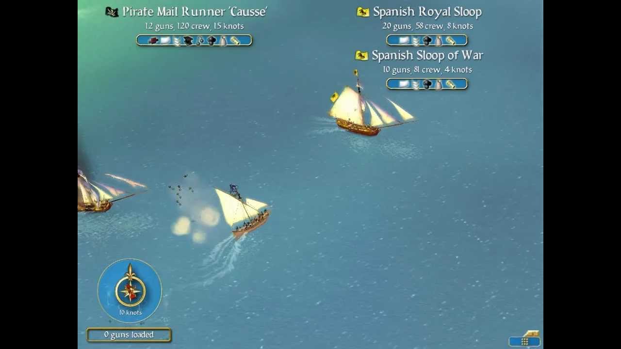 Sid Meier's Pirates! Mail Runner vs. Royal Sloop and Sloop of War (Swashbuckler) HD
