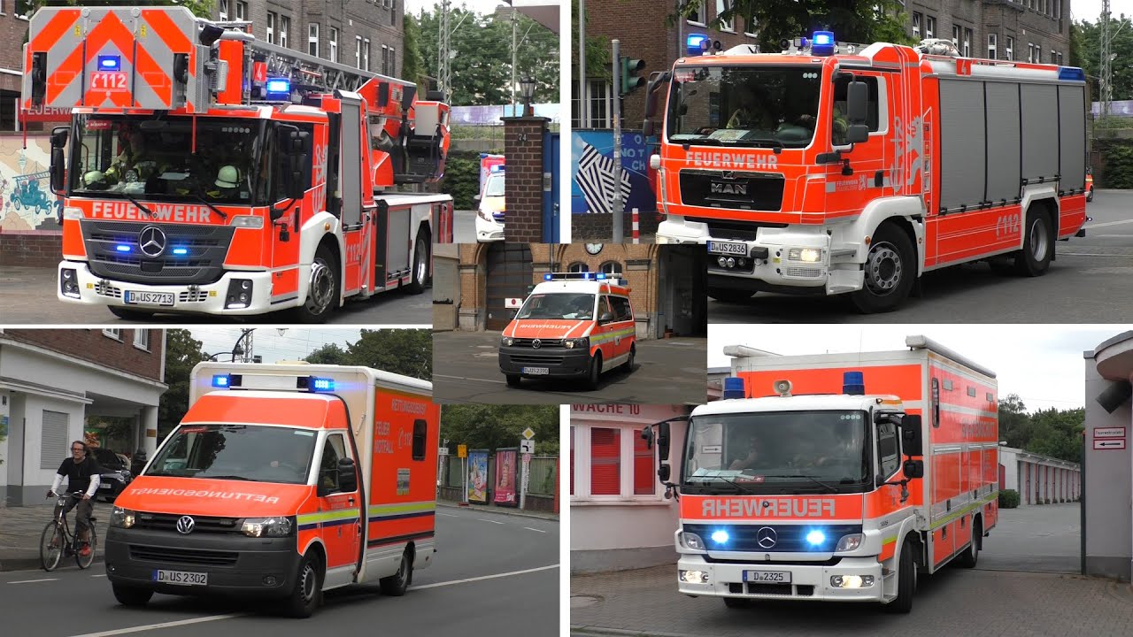 [GW-RETT & PTLF im Einsatz] Feuerwache 1 , 4 & 10 der Berufsfeuerwehr D&uuml;sseldorf auf Einsatzfahrt