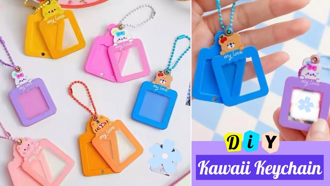 How to make Kawaii photo frame keychain _ DIY key chain at home