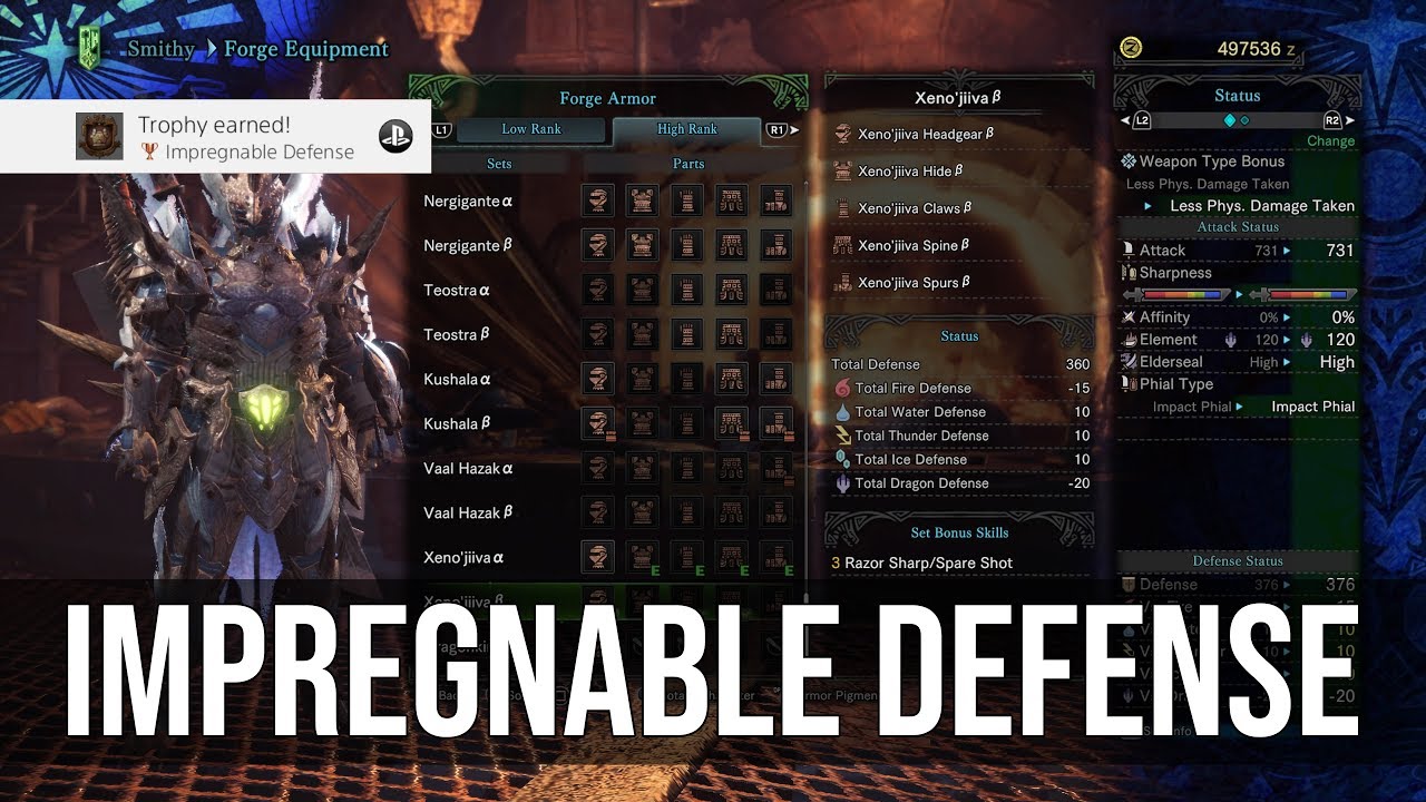 Impregnable Defense Trophy (Five Highly Rare Pieces of Armor) - Monster Hunter World