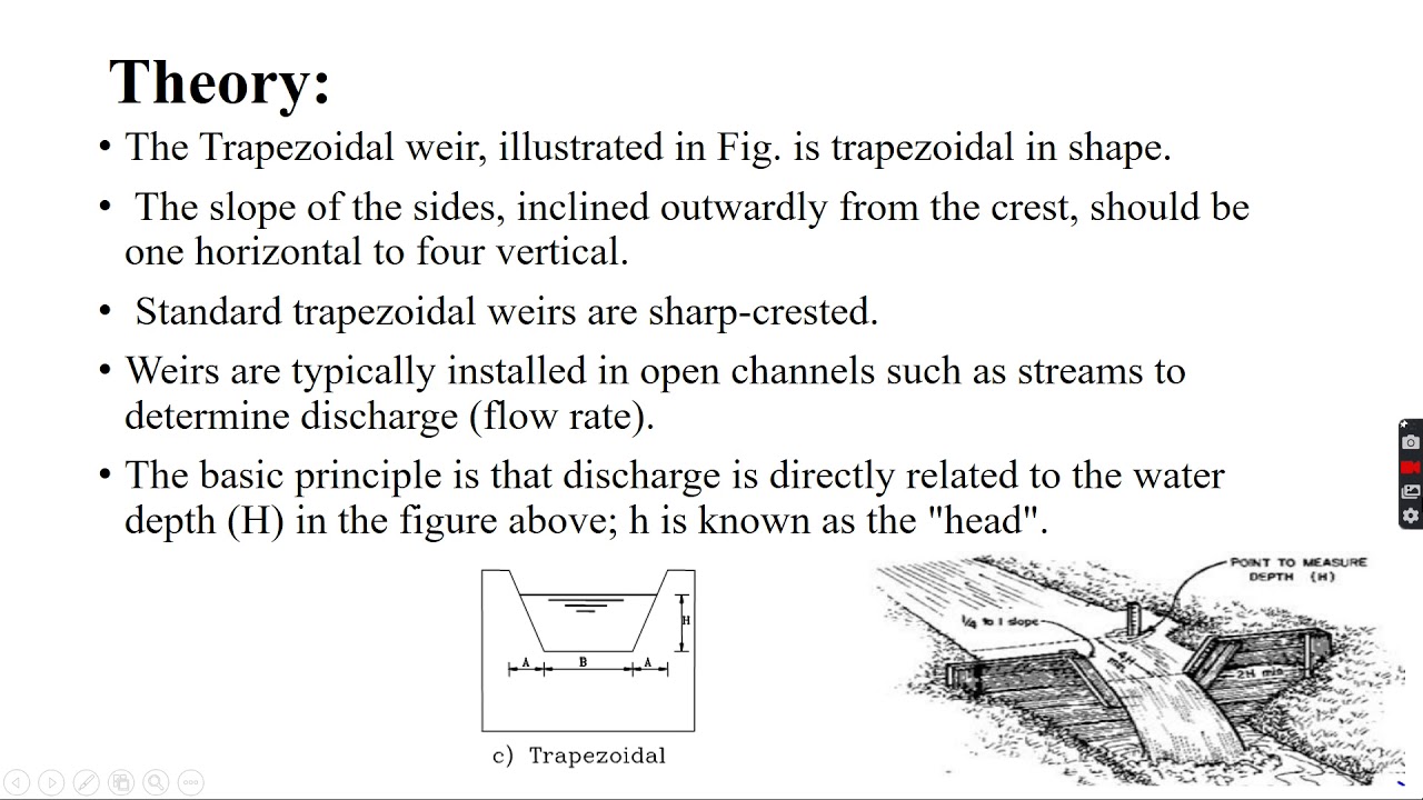 ID 304 Experiment Flow measurement using Trapezoidal Weir  11 05 2020