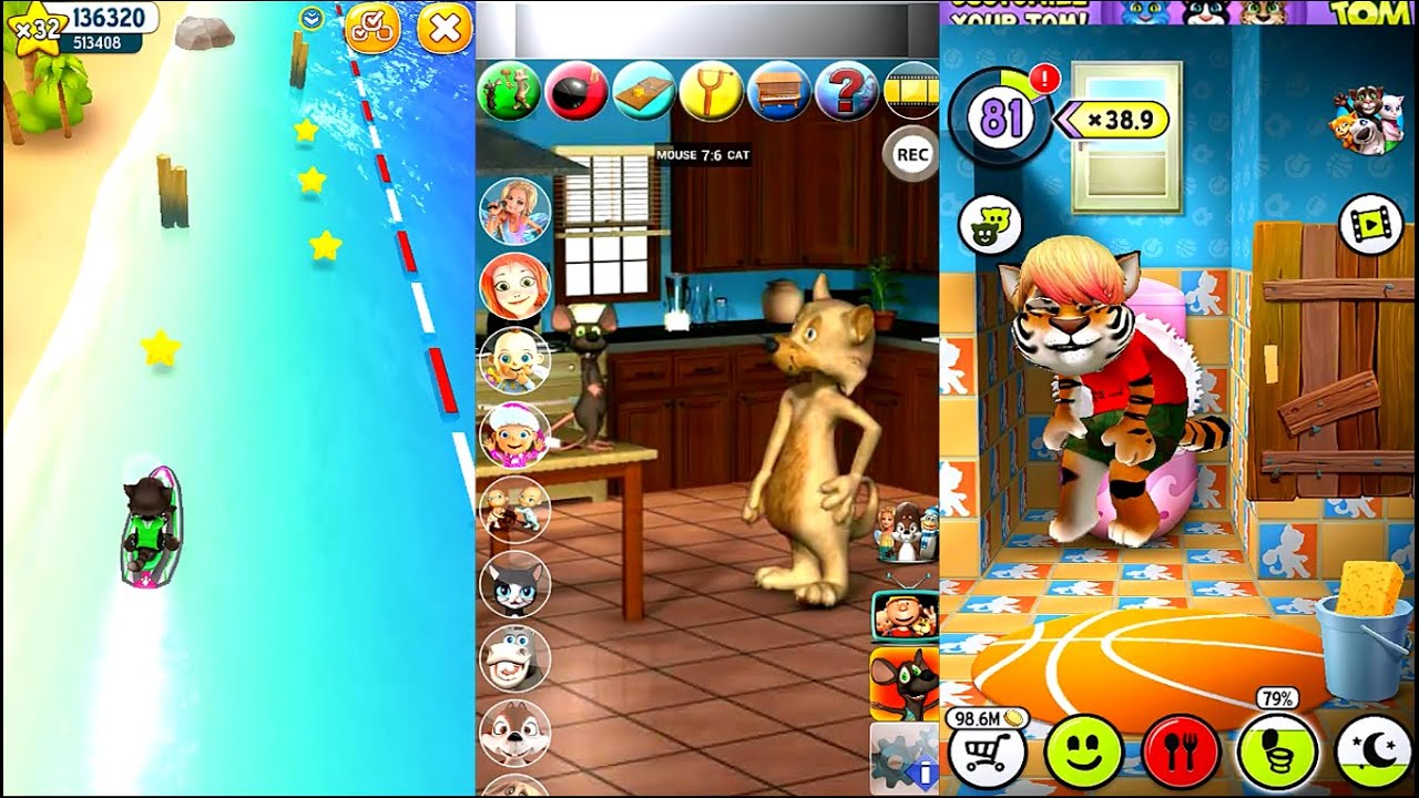 My Talking Tom Vs Talking Cat Vs. Mouse Vs Talking Tom Jetski || Android Gameplay Full HD