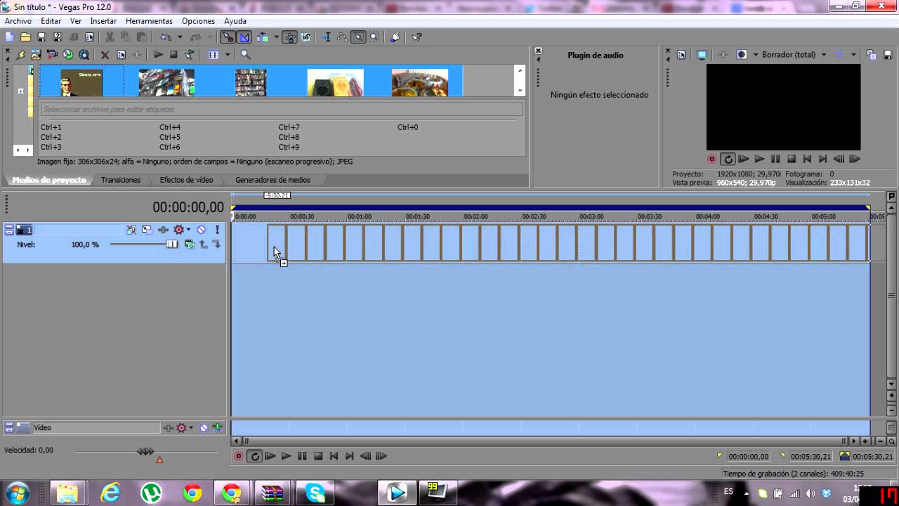 Sony Vegas, Fundidos y transiciones múltiples en muchas imágenes