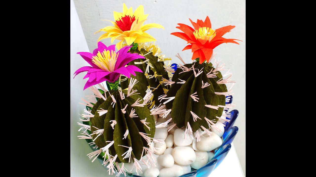 How to make Paper Cactus with Flower (Flower # 74)