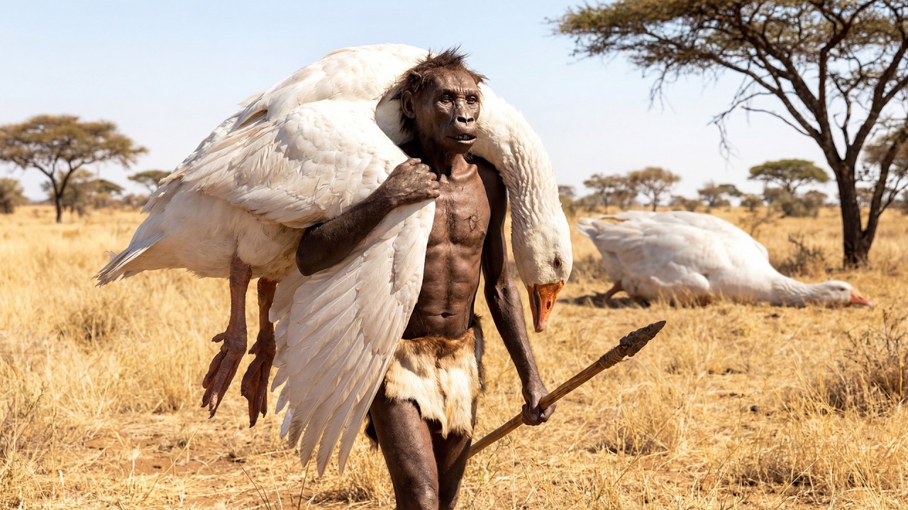Life 2.1M Years Ago: Homo Habilis vs  Giant Goose  – The Deadliest Encounter