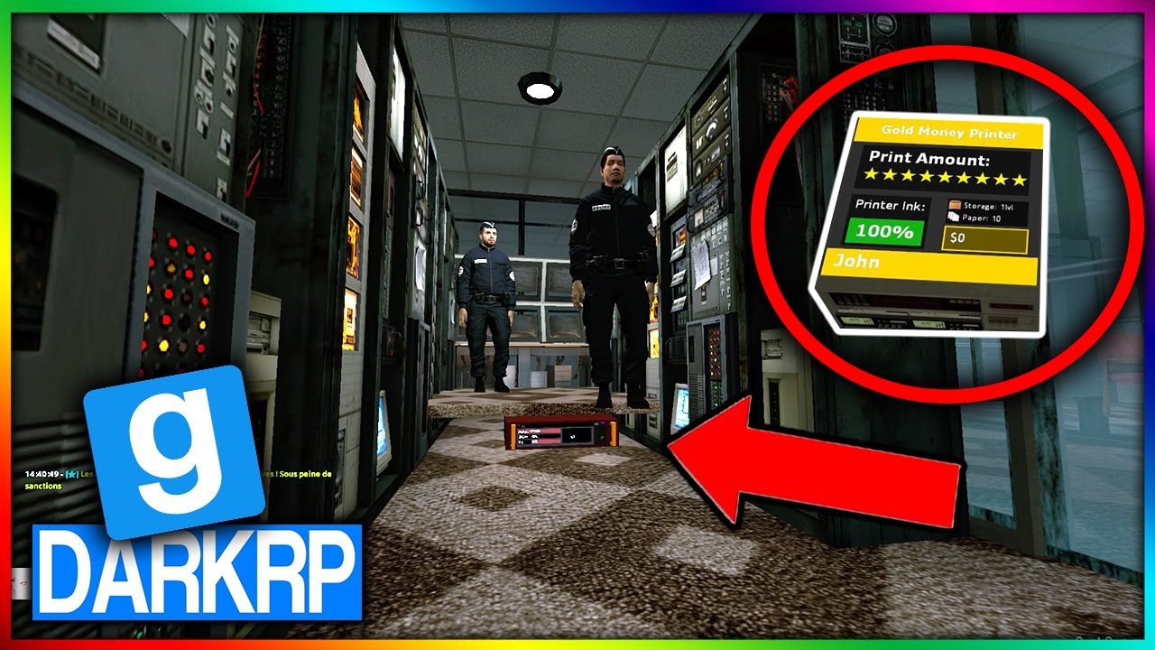 PRINTERS CACHÉS DANS UN COMMISSARIAT SOUS LES PIEDS DES POLICIERS ! MDR  - GMOD DarkRP FR - MkProd