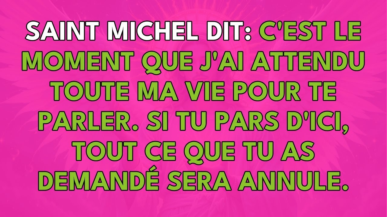SAINT MICHEL DIT : C'EST LE MOMENT QUE J'AI ATTENDU TOUTE MA VIE POUR TE PARLER.