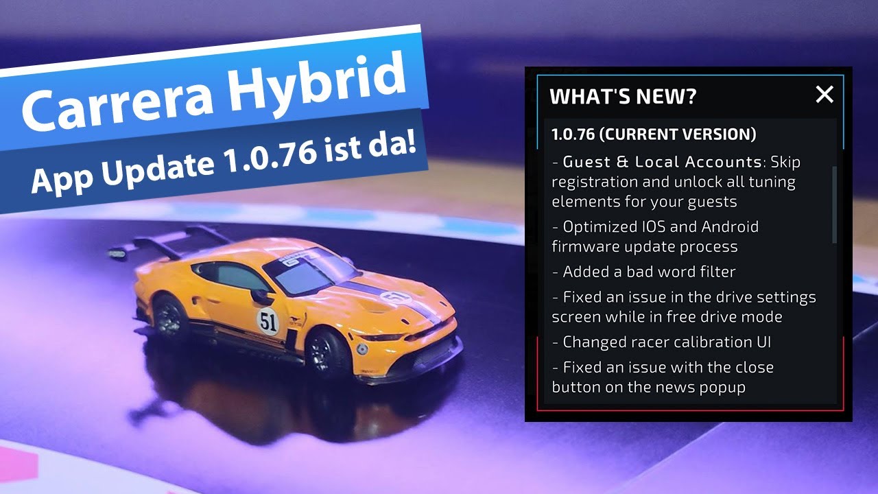 Carrera Hybrid: App Update 1.0.76 – Endlich Gastkonten! Neue Kalibrierungs-Oberfläche und mehr