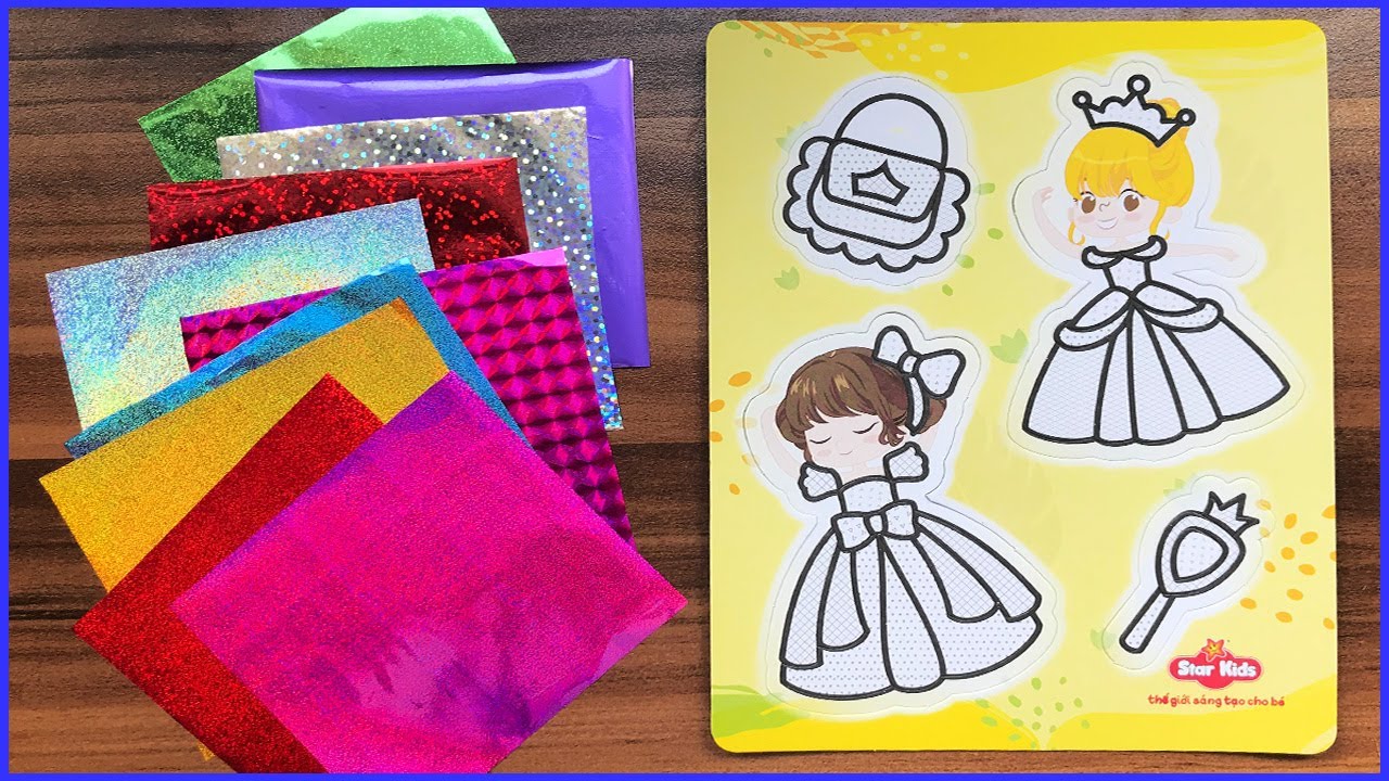 Dán màu kim tuyến công chúa cổ tích và túi xách  - Decorative colored stickers (Chim Xinh)