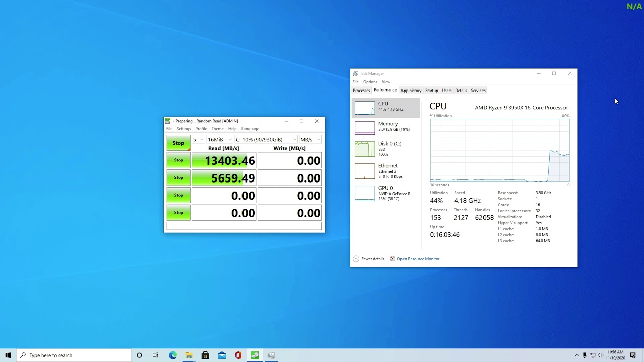 Samsung 980 PRO 500GB PCIe 4.0 NVMe M.2 SSD Speed test. RAID 0