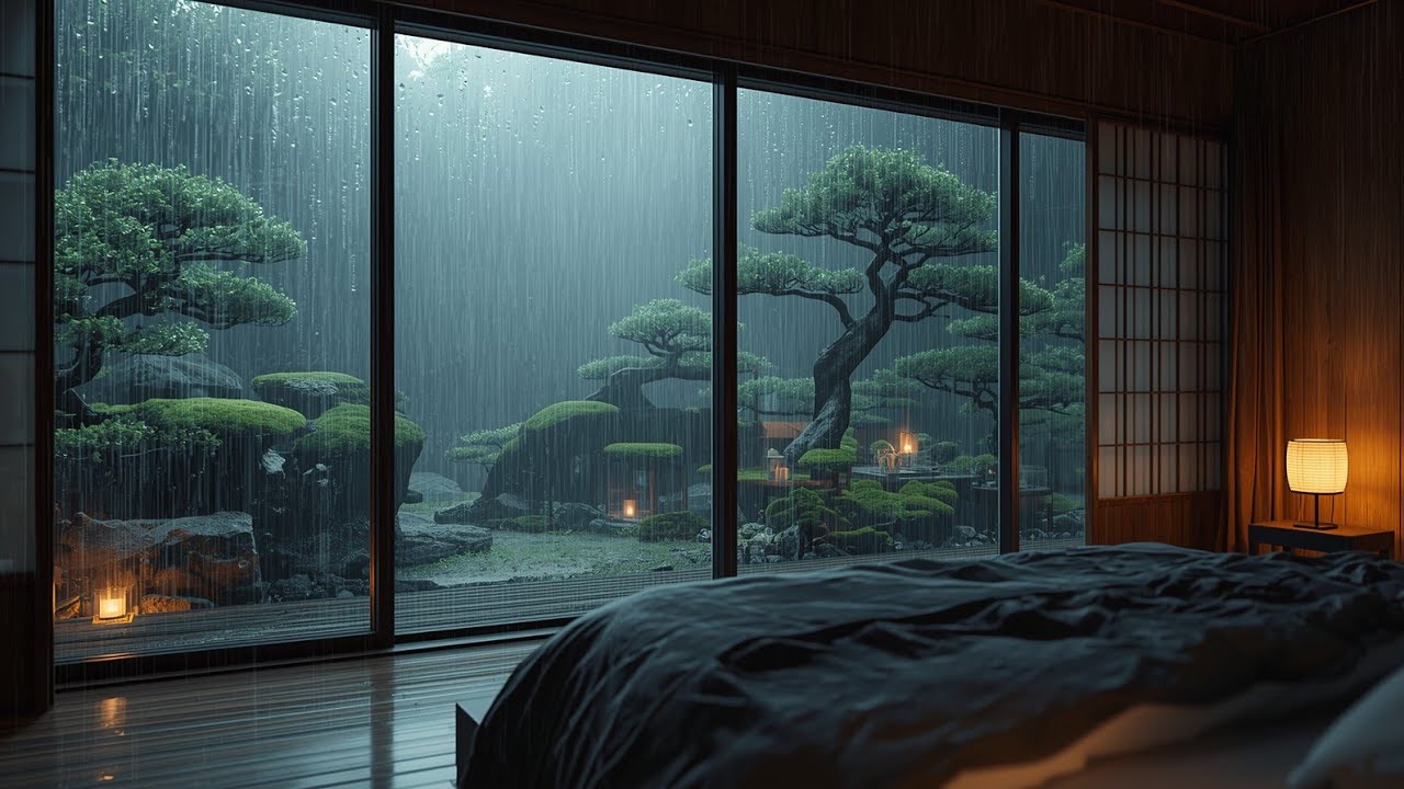 Deep Sleep with ASMR Rain on Roof Tiles + Gentle Wind Sounds
