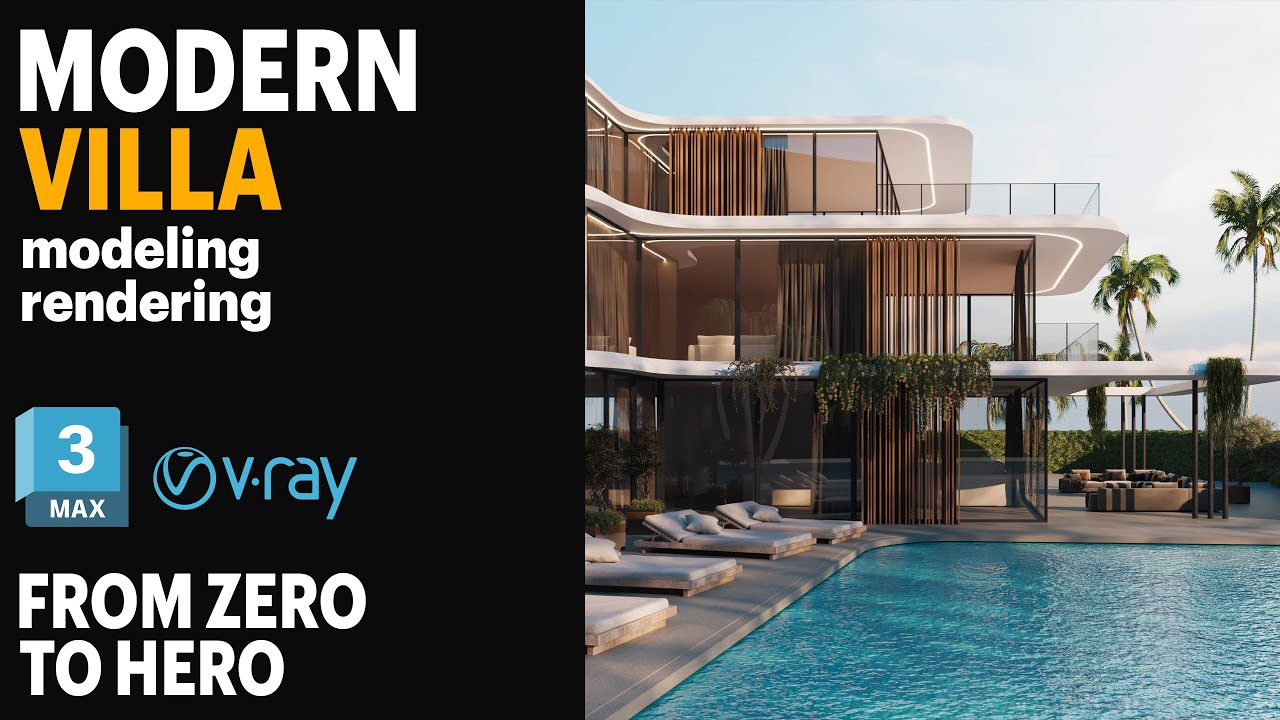 3Ds MAX tutorial: how to modeling and design modern villa in 3ds max | for beginner