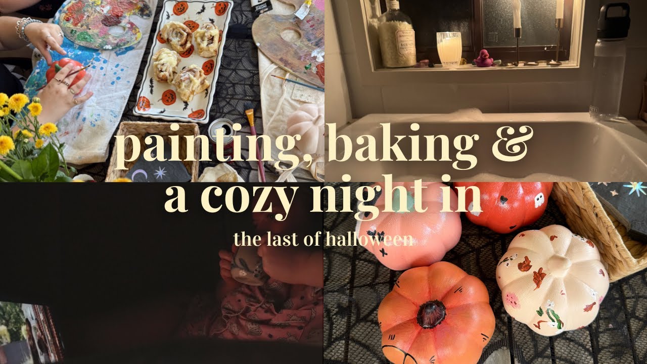 the last of halloween (painting, baking & a cozy night in) 🫧🕯️🐈‍⬛