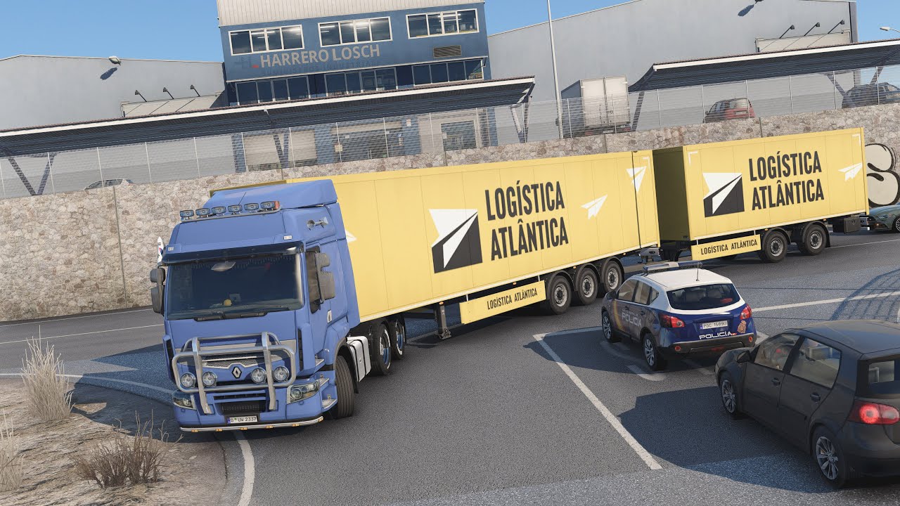 🚚[유로트럭2,ETS2] (IR) 게임플레이, 남유럽, 더블 콘테이 운송, RENAULT Premium, GAME PLAY, 4k, SNOWYMOON V2.