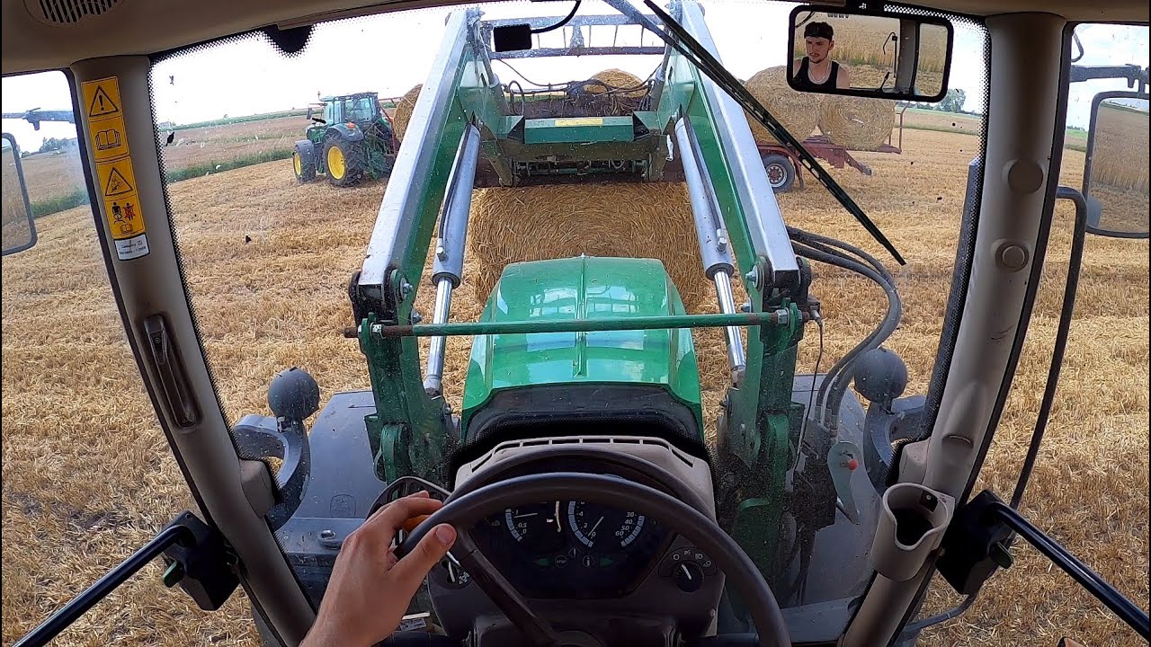 Zbieranie jęczmionki na dwa ciągniki! JD 6105R i 6155M 🔥
