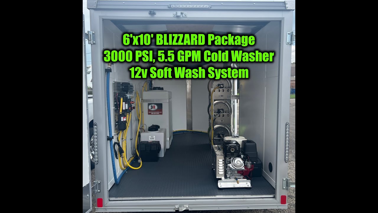 6’x10’ BLIZZARD Package - 3000 PSI 5.5 GPM Cold Water Washer, 7 GPM 12V Soft Wash System, & Upgrades