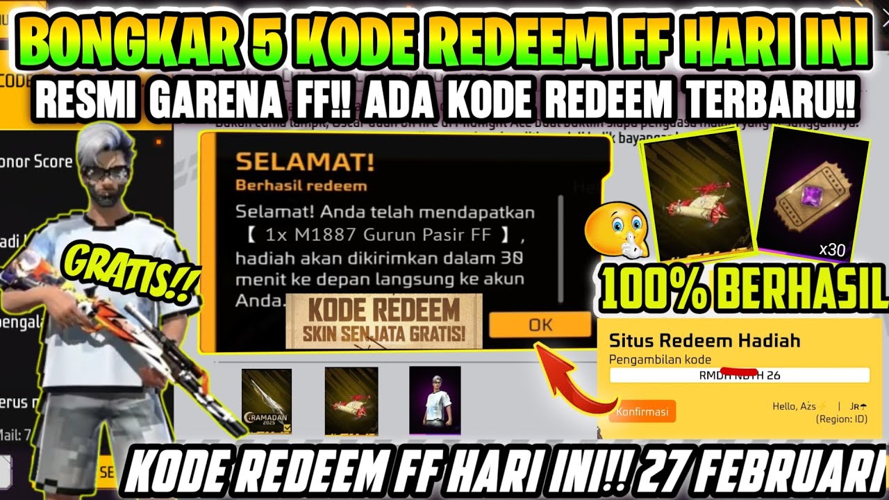 KODE REDEEM FREE FIRE TERBARU 27 FEBRUARI 2026 HARI INII