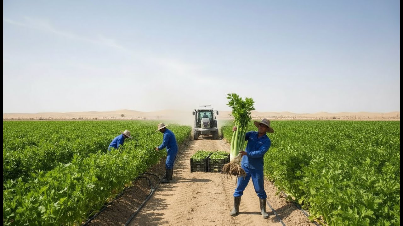 Inside Desert Celery Farming | From Water Discovery to High-Tech Harvest & Supermarket Shelves