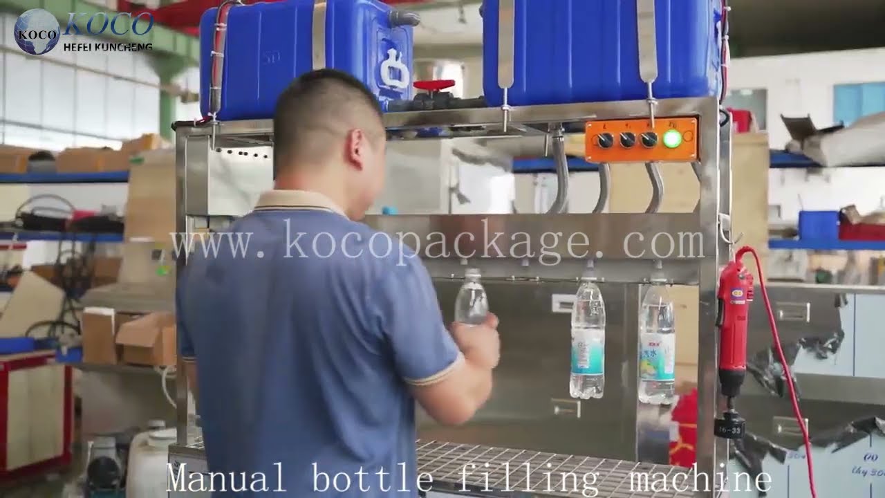 Manual bottled water filling machine.