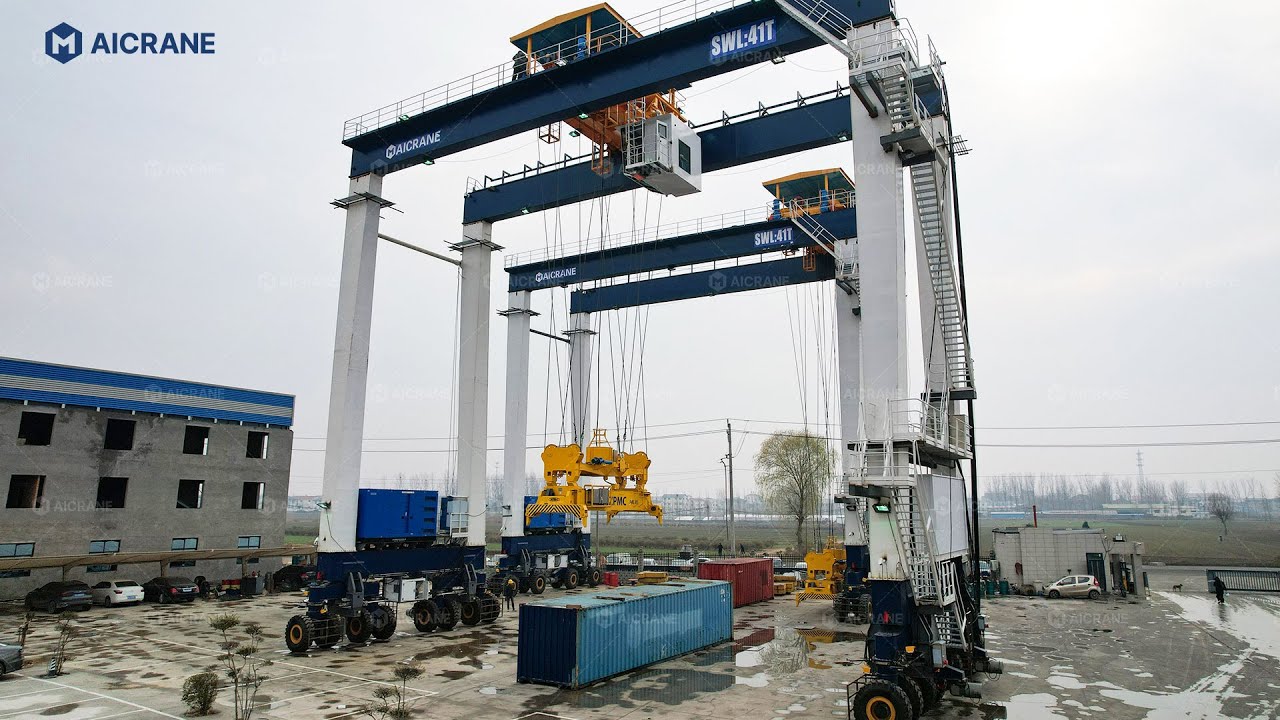 41 Ton RTG Rubber Tyred Gantry Cranes Load Test at Our Factory