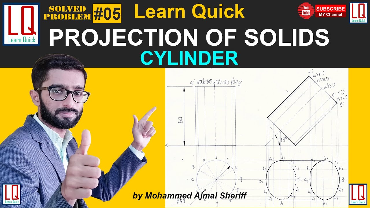 Projection of Solids | Cylinder resting on a point | Engineering Drawing | Tutorial | Learn Quick