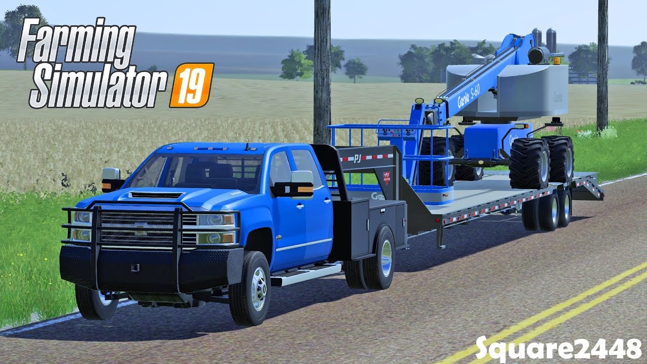 Starting A Hot Shot Trucking Business! | First Job! | Chevy 3500HD | PJ Trailer | Boom Lift | FS19