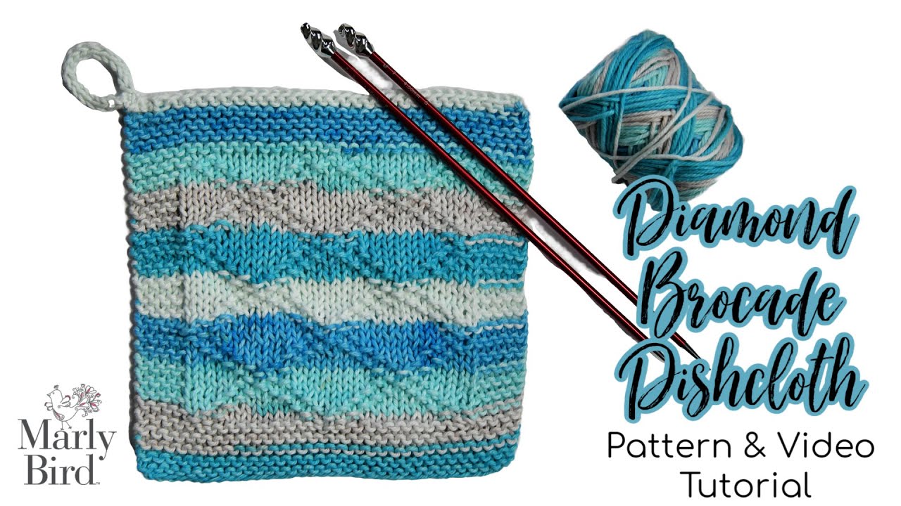 Diamond Brocade Knit Dishcloth || Easy Hand Knit Dishcloth Pattern