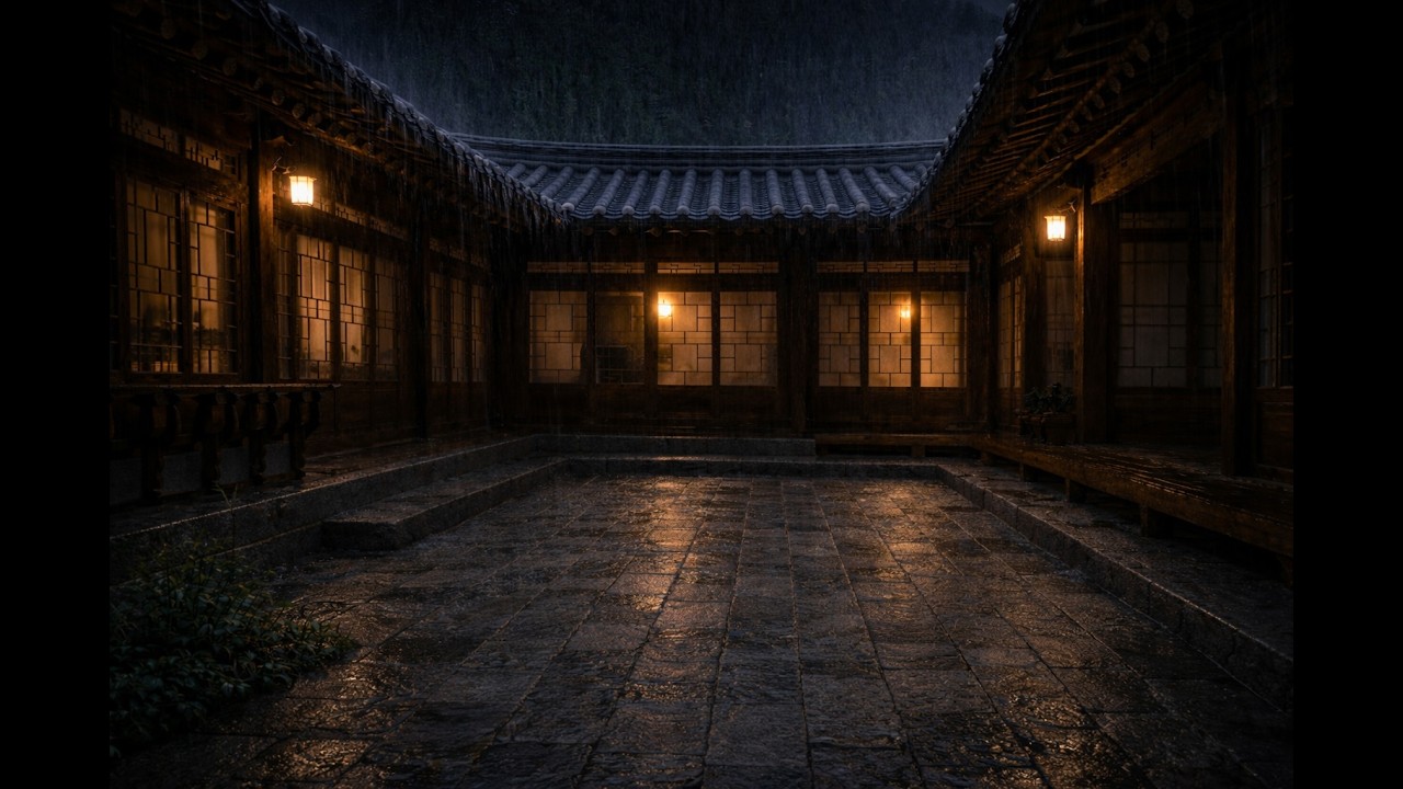 Heavy Rain at Korean Hanok | 8 Hours Rain for Sleep | Black Screen after 10 min