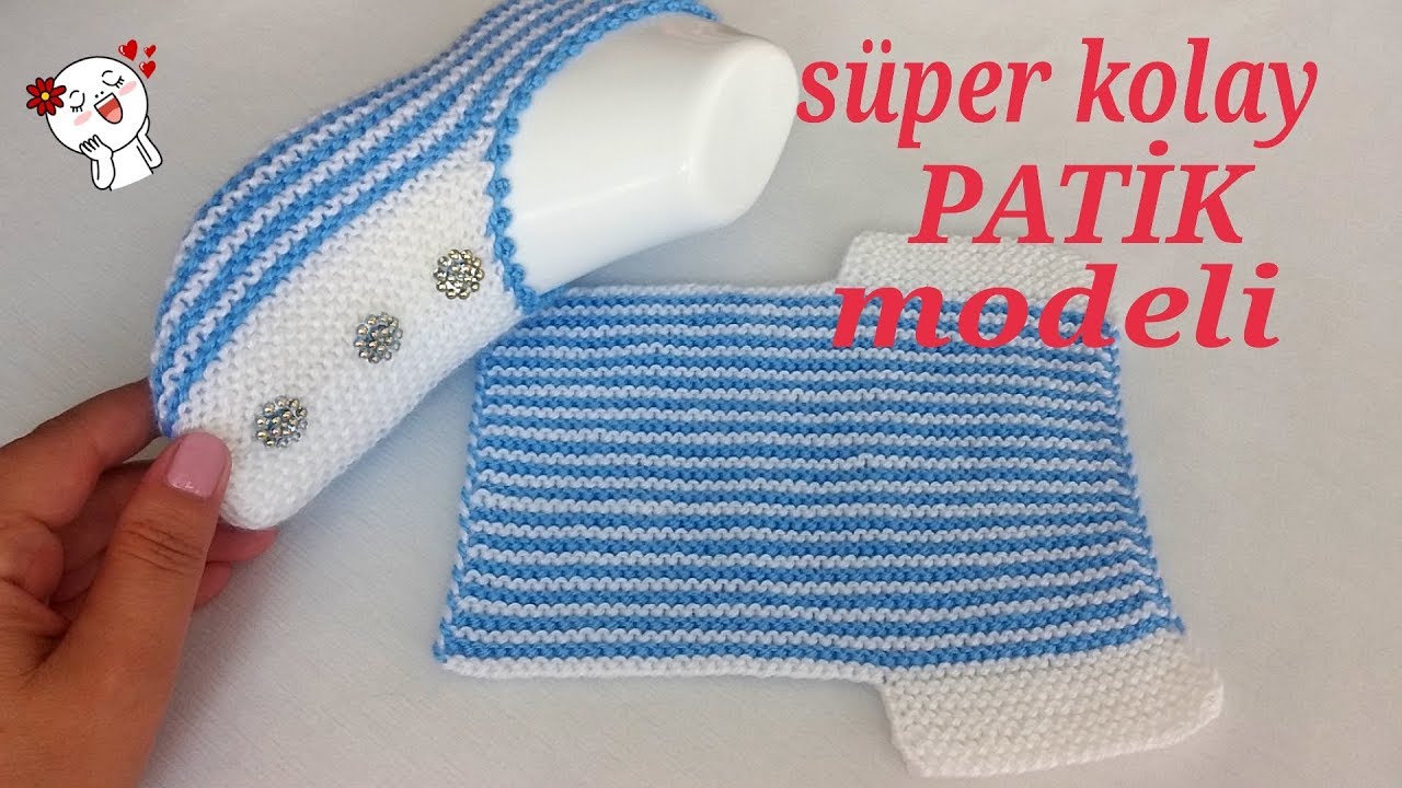 SÜPER KOLAY PATİK YAPILIŞI / bayan patik modelleri / iki şiş patik yapımı
