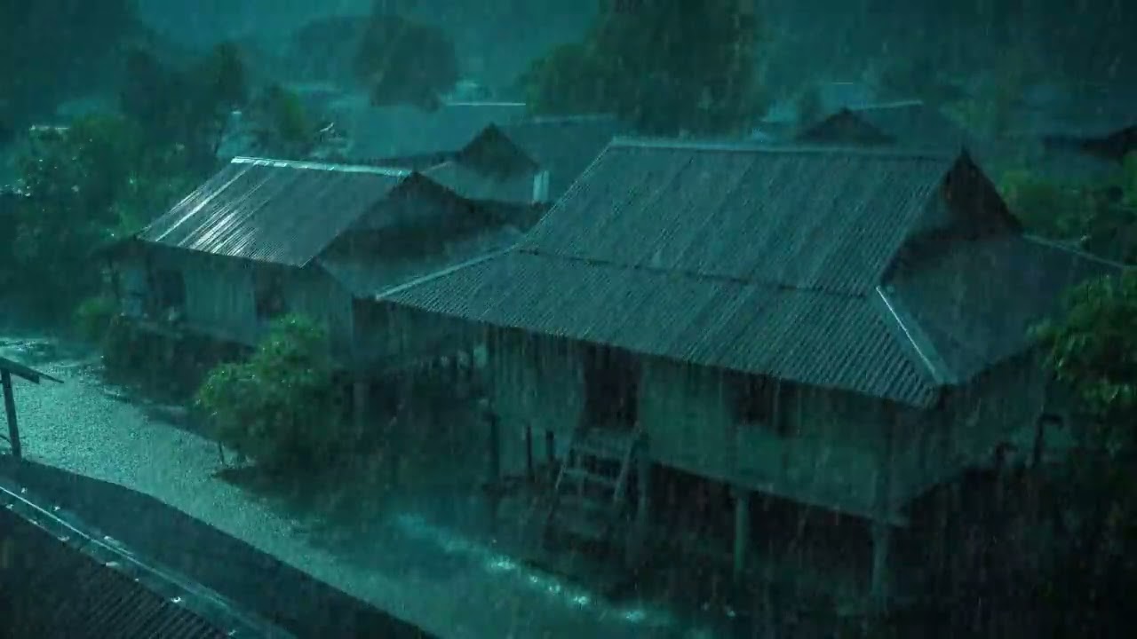 No Ads Rain Sounds for Sleeping – Dark Night Tin Roof Rain to Drown Thoughts and Sleep Deep