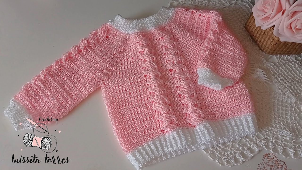 Teje suéter para Bebé Tejido a Crochet con Trenzas Paso a Paso Fácil y Rápido de Hacer