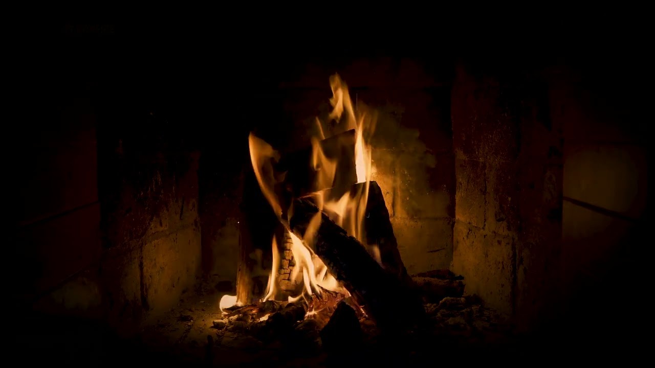 Crackling Fire at Night Dark Background Video 🔥 10 Hour Burning Fireplace Sleep Sounds Black Screen