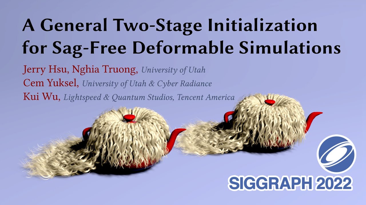 A General Two-Stage Initialization for Sag-Free Deformable Simulations - SIGGRAPH 2022