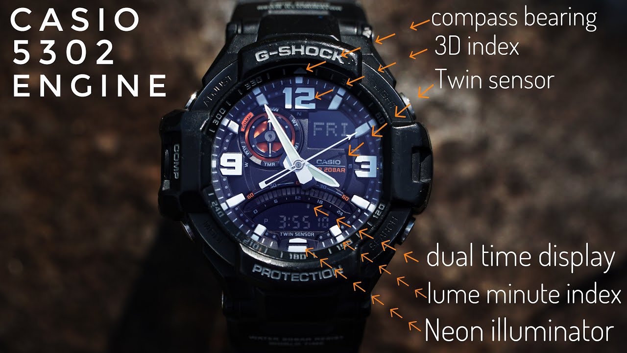 Casio 5302 Module - Watch set-up, functions demo & test screen