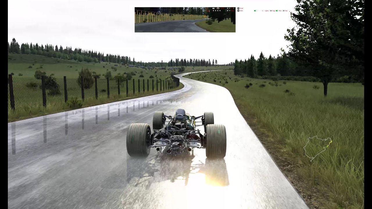 [Assetto Corsa] (Lotus 49 - Nürburgring 1967) Wet nordschleife layout 1 lap race Multiangle 4K