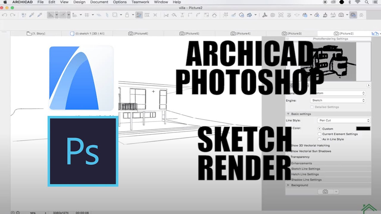Archicad - Photoshop Sketch Render