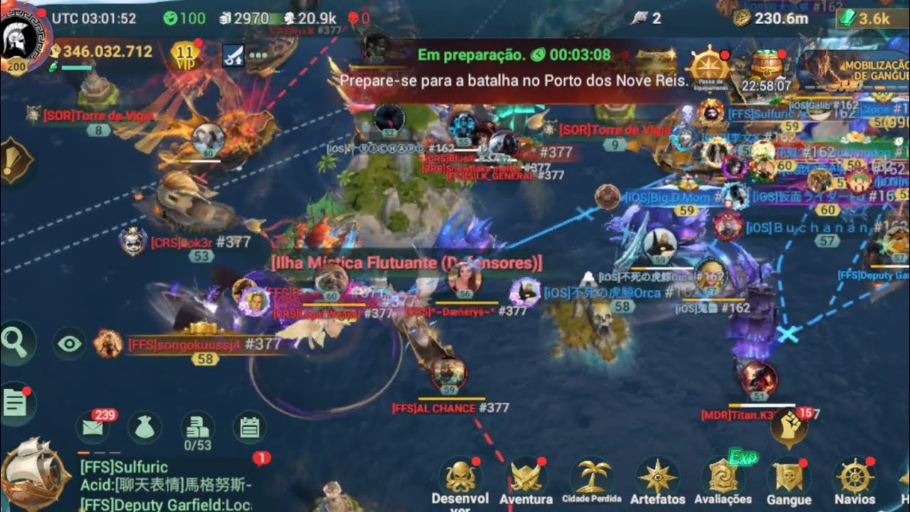 Fierce war between servers 162 IOS IOS2, IOS3  FFS vs 377 CRS and FFS Sea of ​​Conquest season 12 X7