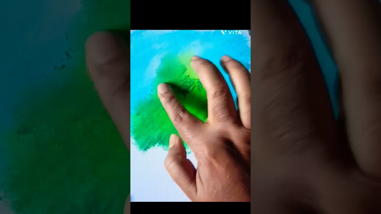 soft pastel tree drawing ❤️ #tutorial #oil #pastel #kids #shorts