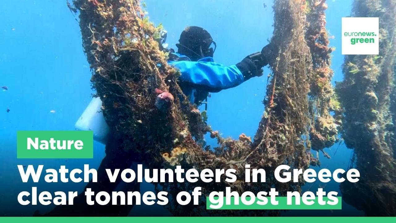 Volunteers have pulled 28 tonnes of &lsquo;ghost nets&rsquo; from the waters around this Greek island
