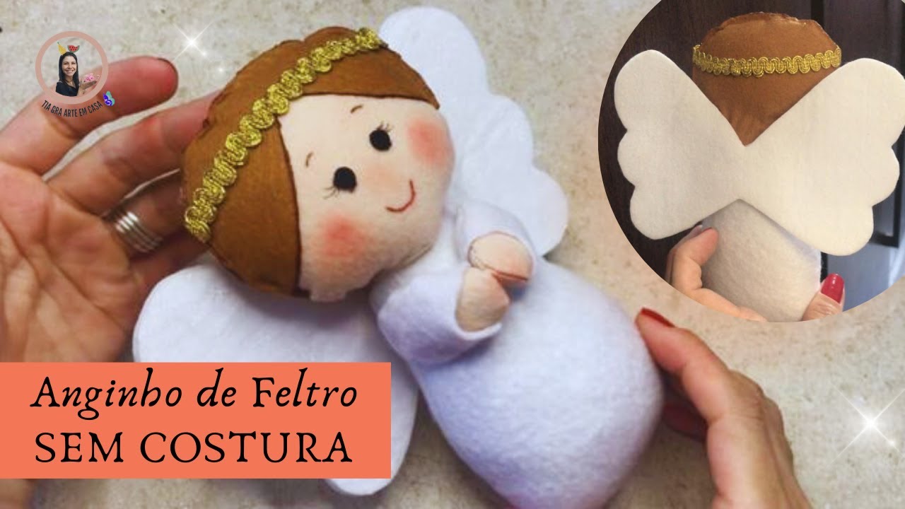 Como fazer anjinho de feltro sem costura? Com molde.
