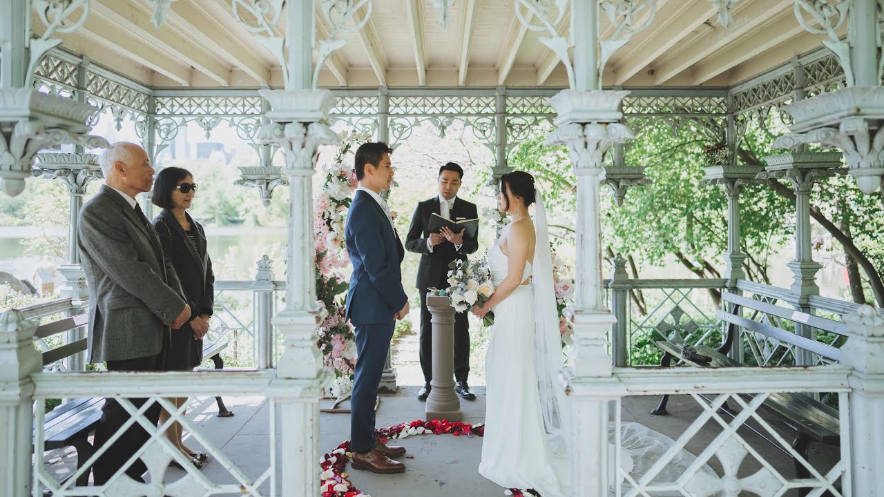 Central Park Wedding At Ladies Pavilion during the spring time