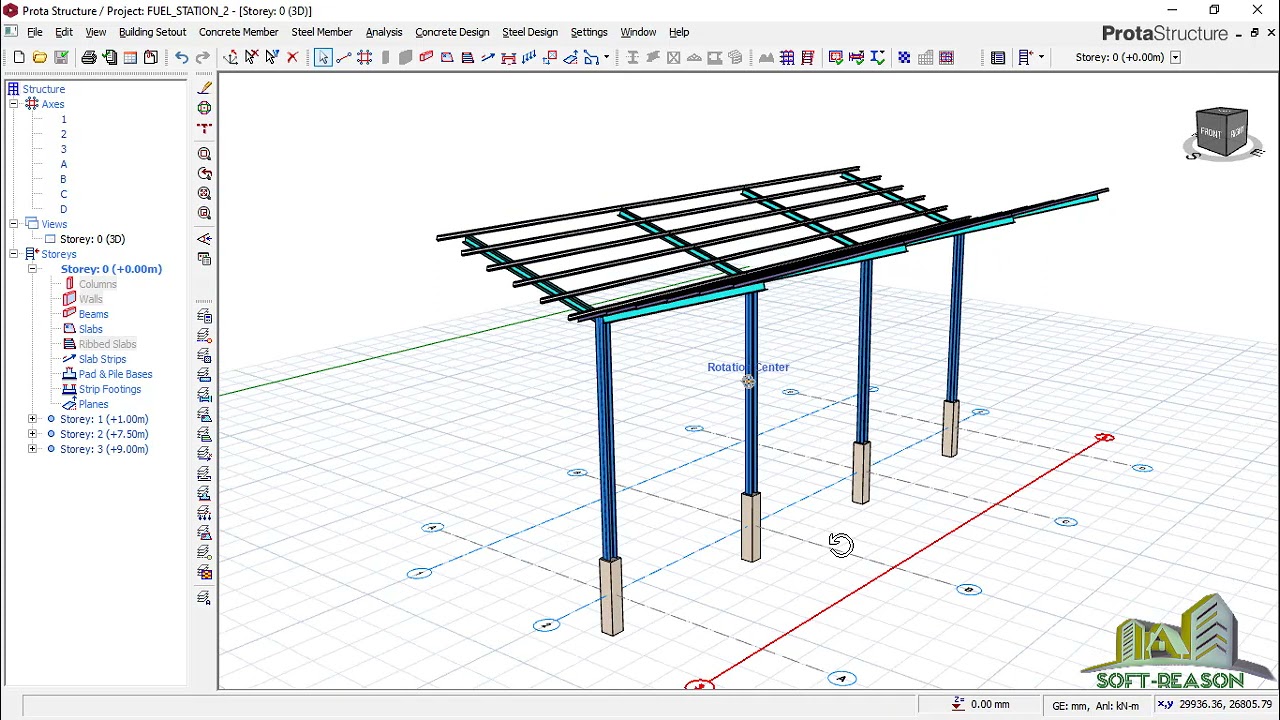 How to do Analysis and Design of a Simple Steel Fuel Station Canopy in Protastructure
