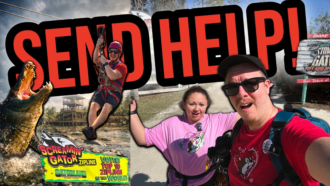 They MADE Us Zip line Over LIVE GATORS at GATORLAND Full Zip line and Swamp Buggy Tour