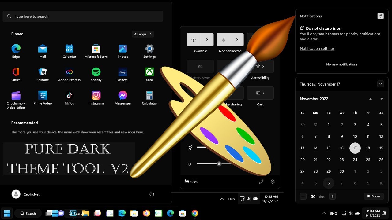 Pure Dark Theme Tool For Windows-V2 / Use True Black Theme