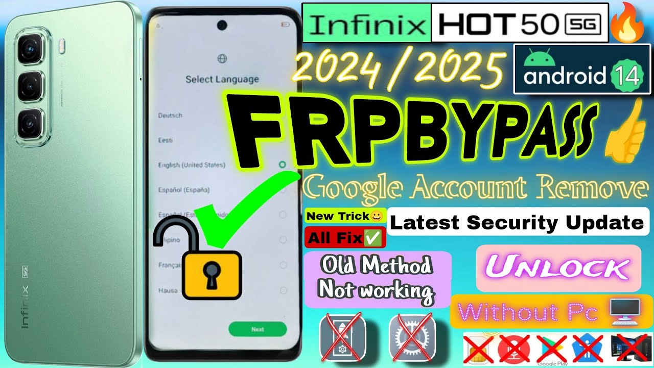 Infinix Hot 50 5G Latest FRP Bypass Without PC 2024 New Trick for All Infinix #infinixfrpbypass #frp