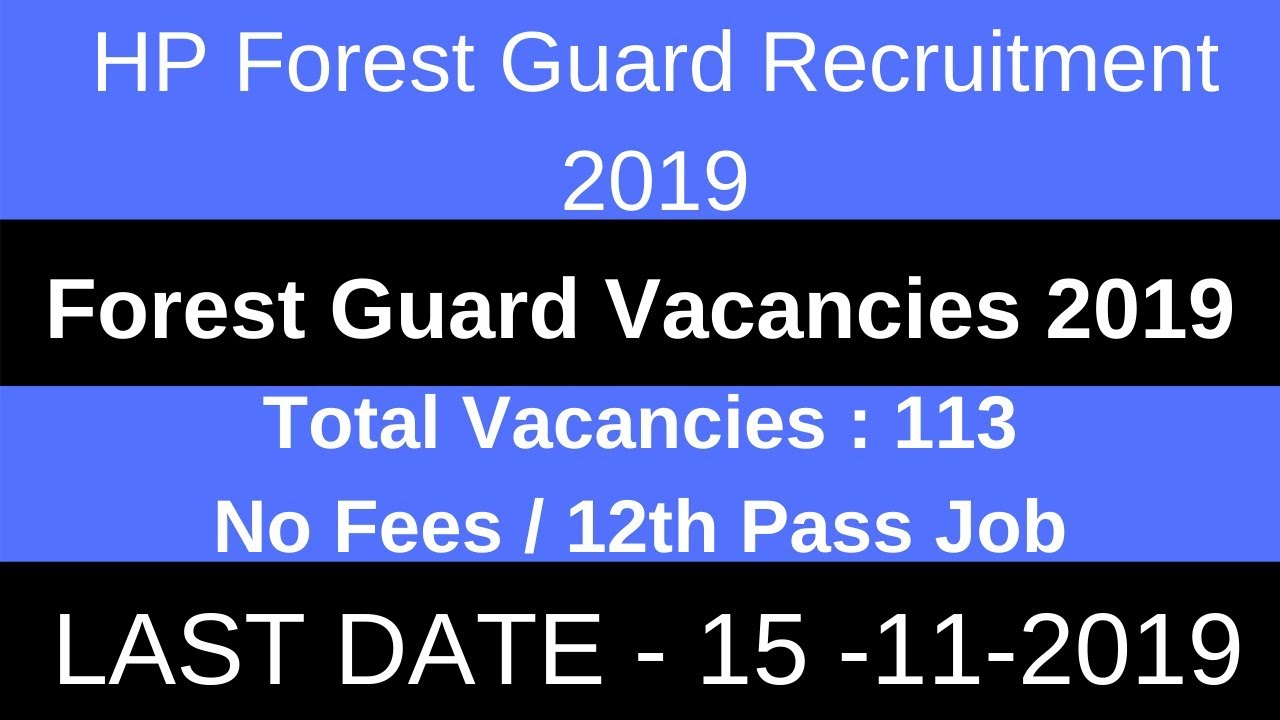 HP Forest Gaurd Recruitment 2019  | HP Forest Guard Vacancy 2019 | 12th pass job