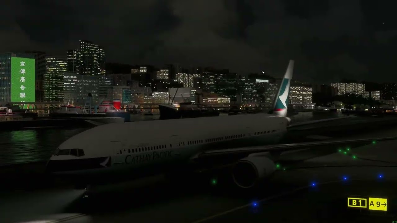 Cathay 777-200ER Landing Kai Tak