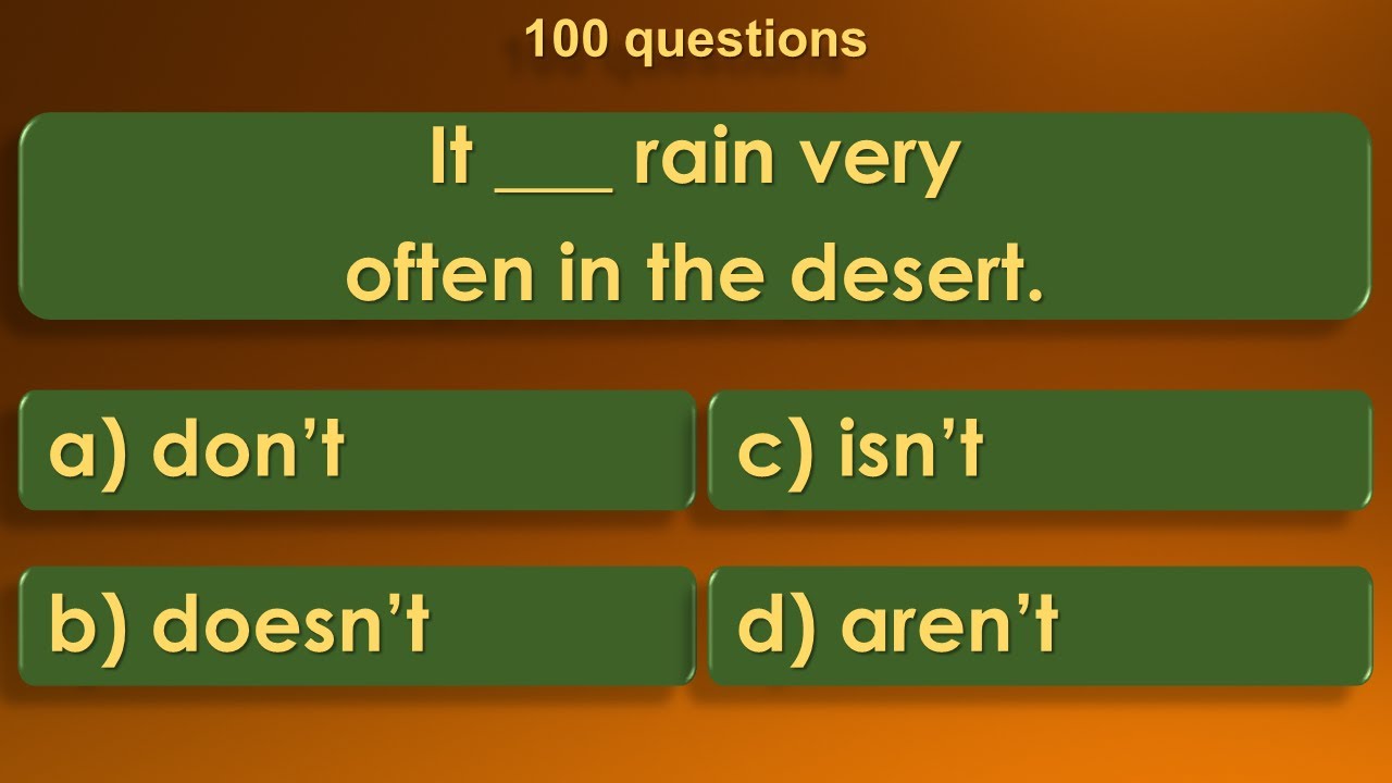 Present Simple vs Present Continuous Tense Test | 100 Questions | English Tenses