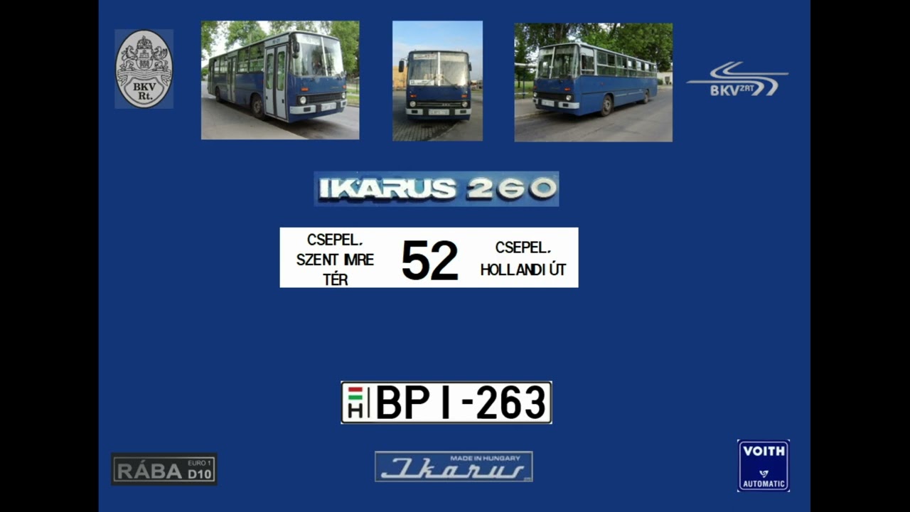 [SOUND] BPI-263 BKV 52-es viszonylat Ikarus 260.46  /Budapest Bus Sound/